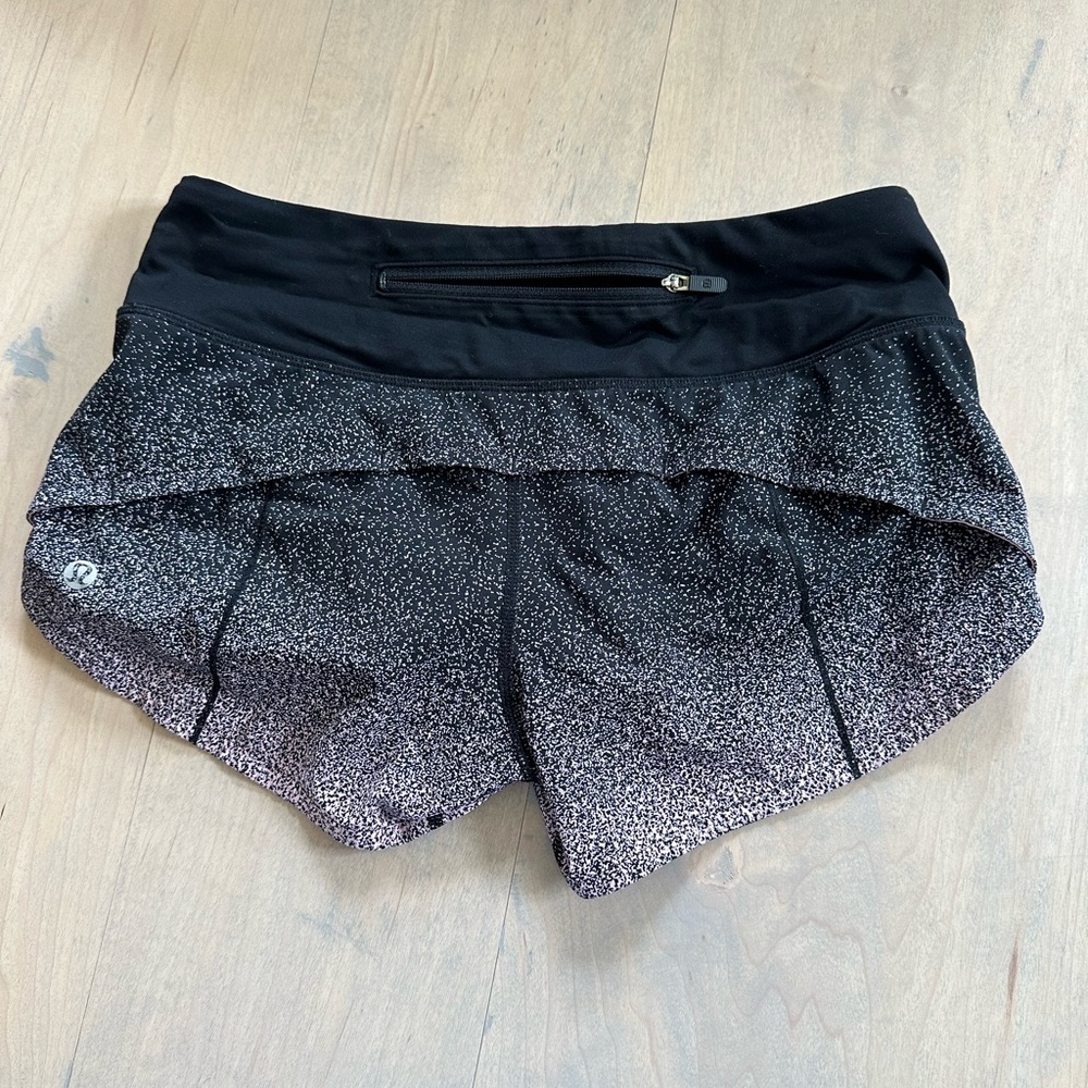 Lululemon speed up shorts size 2 — black with pink